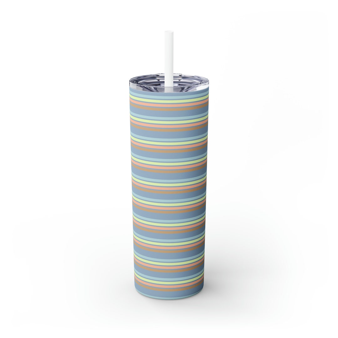 Striped Tumbler, Tumbler With Straw, Skinny Tumbler, Stainless Steel