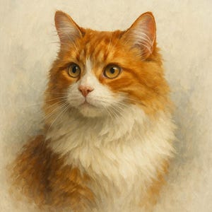 Orange Tabby Cat Digital Print – AI Artwork, Oil Painting Style – Instant Download Wall Art