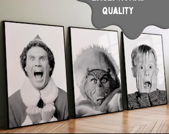 Christmas Movie Character Prints: Home Alone, Grinch, Elf