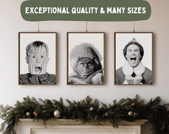 Christmas Movie Character Prints: Home Alone, Grinch, Elf  Digital Download
