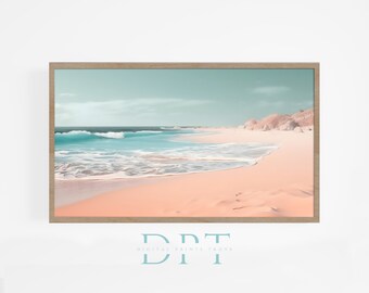Samsung Rahmen TV Kunst Sommer Strand 4k Pastell Küsten Landschaft Samsung Rahmen Kunst Digitaler Download Neutrale Wand Kunst Ozean Der Rahmen TV Kunst