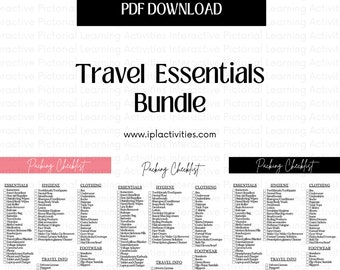 Travel Essentials Bundle| Bucket List| Packing List| Travel Checklist| Vacation Budget Tracker| trip planner| checklist| itinerary template