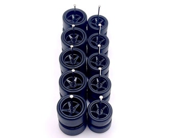 Advan V2 negro escalonado (juego de 5) 11 mm/13 mm - Escala 1/64 con neumáticos de goma