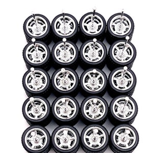 A5 Chrome ELECTROPLATED (10 PACK SET) 11 mm - 1/64 Scale w/ Rubber Tires