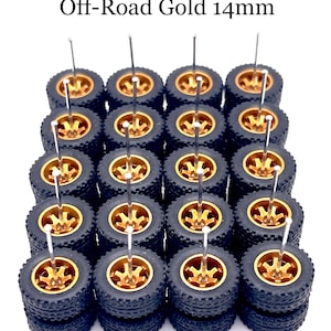 Te37 Off-Road Gold (SET DE 10 PAQUETES) 14 mm - Escala 1/64 con neumáticos de goma