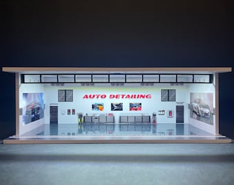 Auto Detailing Garage Theme LED Display Diorama