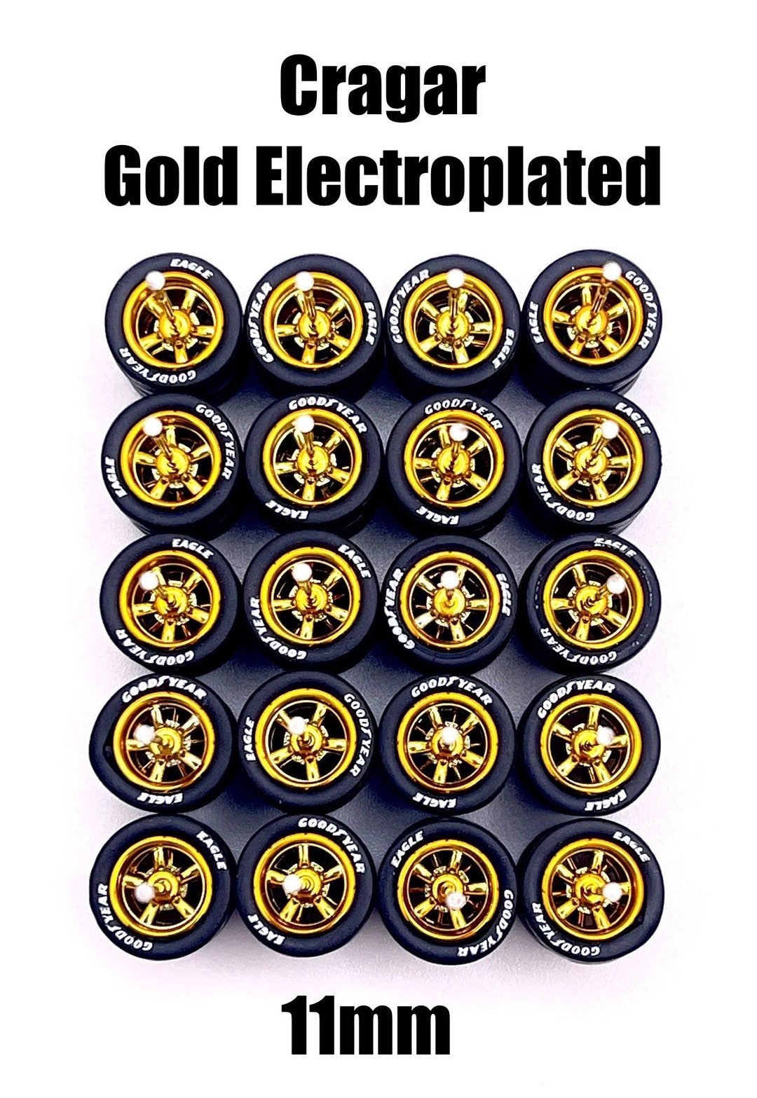 Cragar Chrome 11 Mm (5 CONFEZIONI) Con Pneumatici Con Lettere Cragar Chrome 11 Mm (5 CONFEZIONI) Con Pneumatici Con Lettere