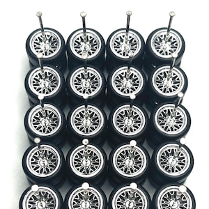 BBS Chrome ELECTROPLATED (10 PACK Set) 11 mm - 1/64 Scale w/ Rubber Tires