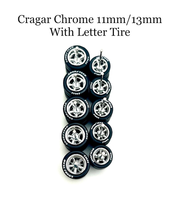 5x PACK Gasser Wheels Chrome Advan V2 11/13mm Size W/ Rubber Tires for