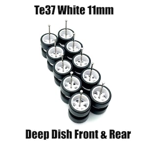Te37 White FULL Deep Dish (juego de 5 unidades) 11 mm - Escala 1/64 con neumáticos de goma