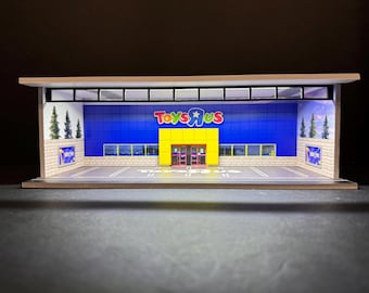 Diorama con pantalla LED con temática de juguetería