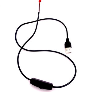 May include: A black USB cable with a red connector and an inline on/off switch.
