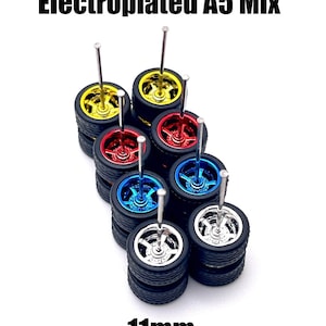 A5 ELECTROPLATED Mix (5 PACK SET) 11 mm - 1/64 Scale w/ Rubber Tires
