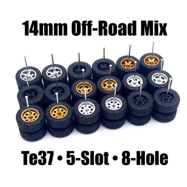 OFF-ROAD 14mm Random Mix - All Styles (5 PACK Set)- 1/64 Scale w/ Rubber Tires