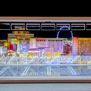 Diorama con pantalla LED con temática del horizonte de Las Vegas