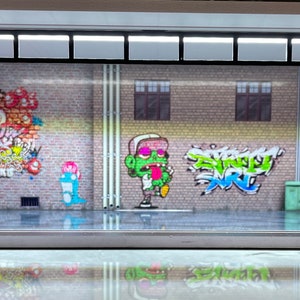 Graffiti Brick Wall Theme LED Display Diorama