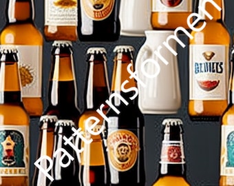 Beer themed seamless pattern