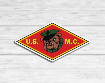 USMC Devil Dog Bulldog Vinyl Sticker Marine Corps Sticker Official Hobbyist of the USMC; License number 36323