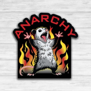 Anarchy Possum Vinyl Sticker | Unleash the Chaos | Sticker For Laptop, Phone, Toolbox, Hard Hat, Hydroflask, Water Bottle