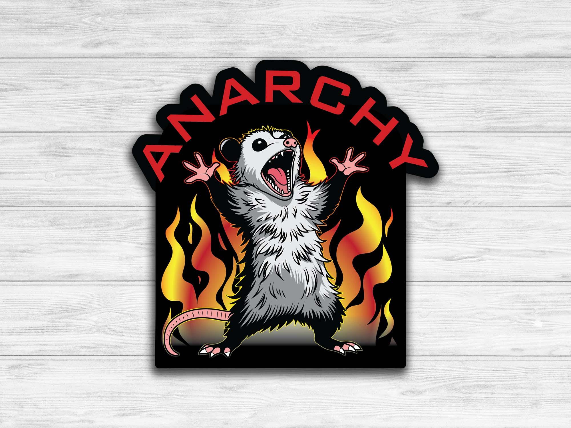 Anarchy Possum Vinyl Sticker | Unleash the Chaos | Sticker For Laptop, Phone, Toolbox, Hard Hat, Hydroflask, Water Bottle