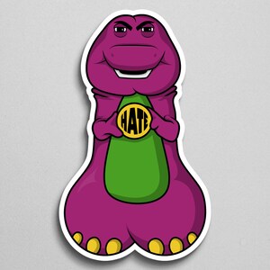 Barney Inspired Dick With A Ball of Hate Sticker - Etsy