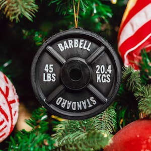 Weight Plate Christmas Ornament 3D Printed Gym Gift Weightlifting CrossFit Gym Ornament