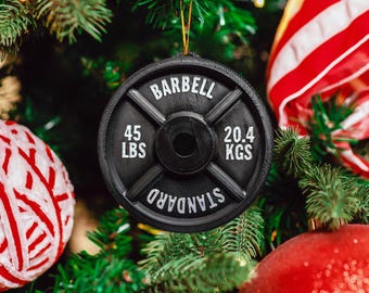 Weight Plate Christmas Ornament 3D Printed Gym Gift Weightlifting CrossFit Gym Ornament