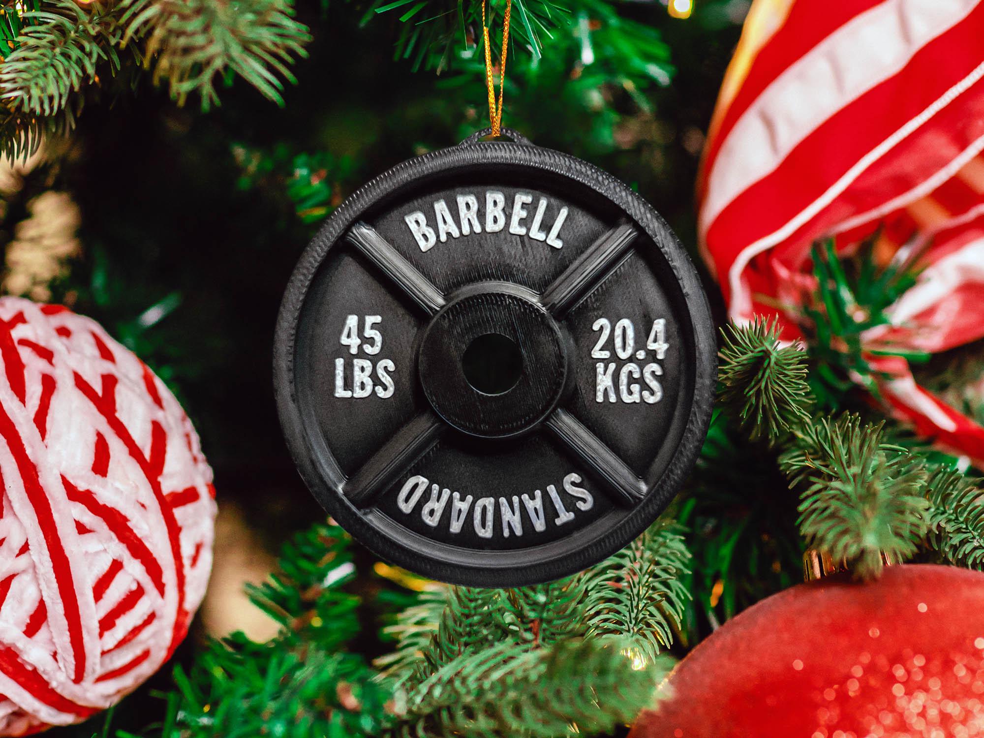 Weight Plate Christmas Ornament 3D Printed Gym Gift Weightlifting