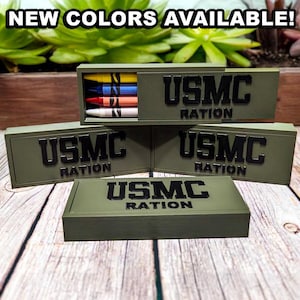 USMC Ration 3D Printed Box with Surprise Crayons - Fun Gag Gift for Marines! Official Hobbyist of the USMC; License number 36323