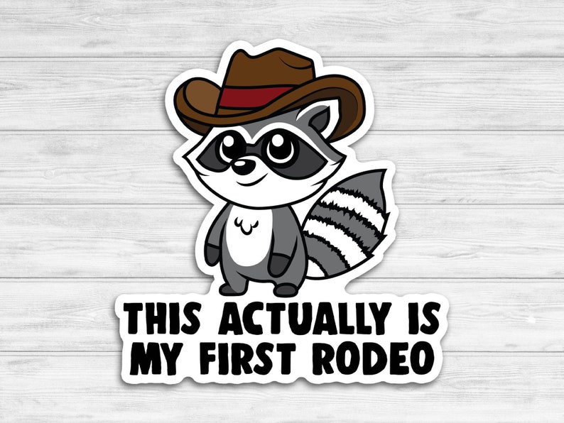 This Actually is My First Rodeo Raccoon Vinyl Sticker | Sticker for ...
