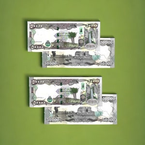 Buy 100,000 Iraqi Dinars | 2 X 50,000 Banknotes | 100% Trusted Genuine Authentic | Uncirculated Iraq Currency | One Hundred Thousand IQD