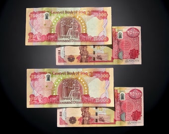 Buy 50,000 Iraqi Dinars | 2 X 25,000 IQD Banknotes | Trusted, Genuine, Authentic Iraq Money | Uncirculated Iraq Currency | Series 2003-2020