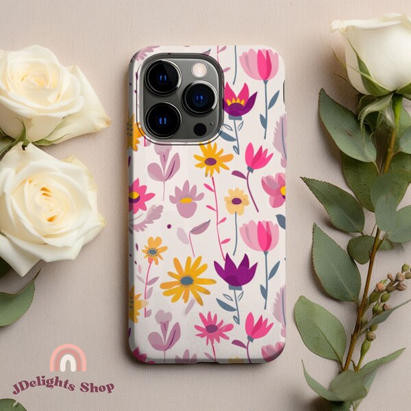 Vibrant Flower Phone Case, iPhone 15 14 13 12 11 pro max X SE 8 case, Samsung galaxy A53 S22 S23 S24, Google Pixel 6 7 8 Pro, Christmas Gift