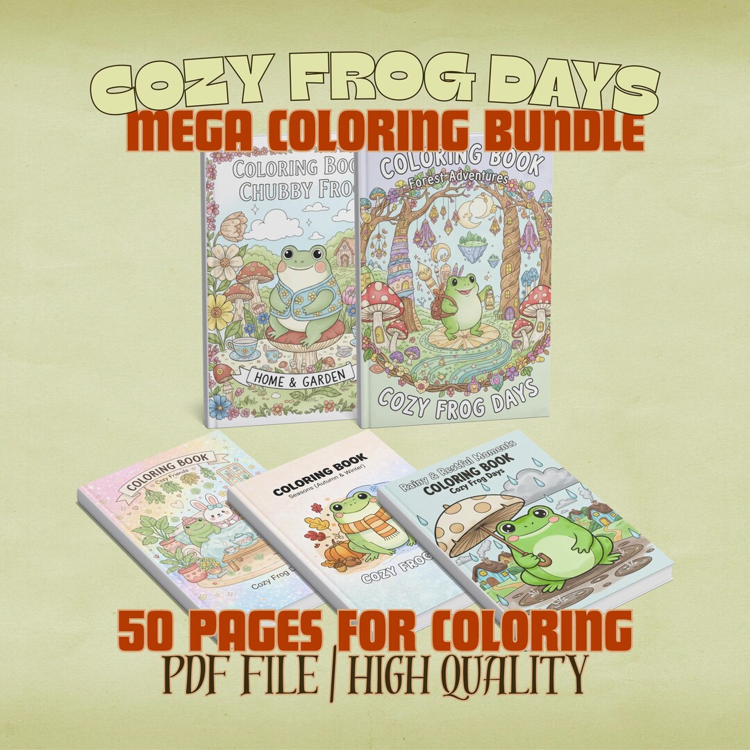 Complete Cozy Frog Days Coloring Book BUNDLE (5 Printable Books) - Etsy