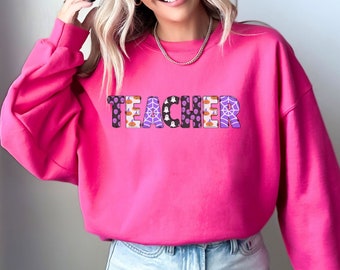 Teacher Halloween Sweatshirt, Teach Crewneck, Halloween Teacher Shirt, Halloween Sweatshirt, Teacher Halloween Gift, Teacher Spooky Season