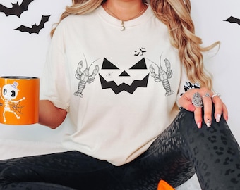 Comfort Colors Halloween Shirt, Spooky Season Shirt, Pumpkin Face Shirt, Crawfish Shirt, Halloween Tee Shirt, Cute Pumpkin Shirt