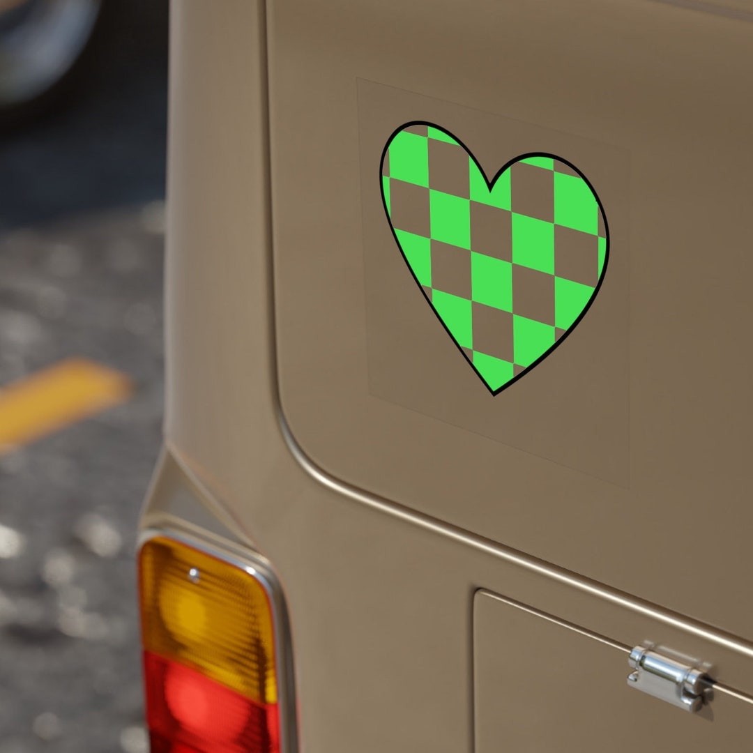 Checkered Neon Heart Vinyl Decals Decal for Cars Trucks Etsy