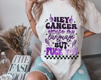 Comfort Colors Cancer Shirt, Cancer Support Shirt, F Cancer Shirt, Cancer Shirt for Women, Cancer Gift for Women, Happy Face Shirt