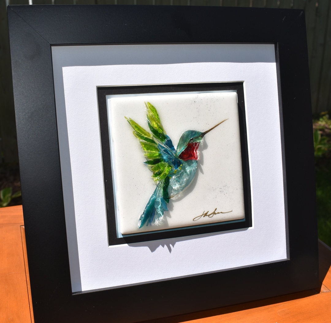 Hummingbird Glass Art 3-D Art Wall Decor Humming Bird - Etsy