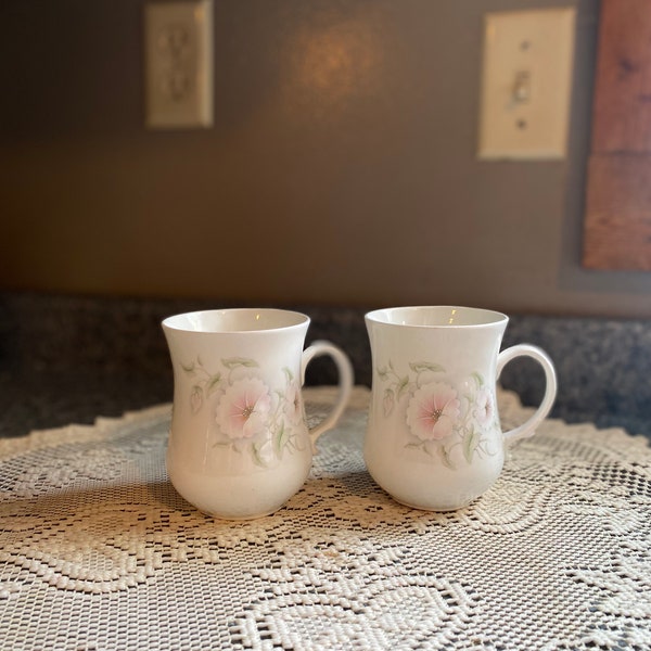 Set of Vintage Itkari Potteries Pink Floral Bone China Made In India.