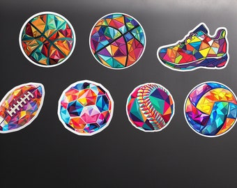 Glossy Sports Ball Stickers: Waterproof Vinyl Decals