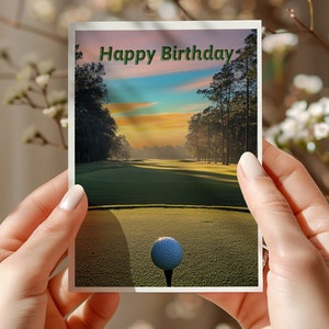 Carte d'anniversaire de golf - Beau ciel 3 options de message différentes, vierge ou personnalisée - comprend l'enveloppe de votre choix