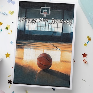 Basketball Geburtstagskarte - 3 verschiedene Nachrichtenoptionen, leer oder individuell - enthält Umschlag Ihrer Wahl
