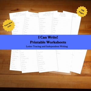 Practica la escritura con ¡Puedo escribir! Descarga instantánea para imprimir, traza y escribe, PDF, 8,5 x 11, tamaño carta, para desarrollar la motricidad fina