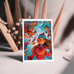 Cartão de dia das mães Pond Hockey Mom - 3 opções de mensagens diferentes, em branco ou personalizadas - inclui envelope de sua escolha