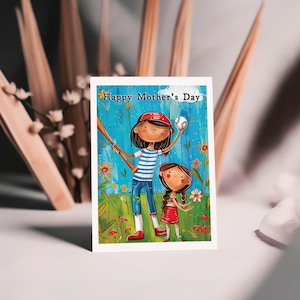 Cartão de dia das mães de beisebol de filha para mãe - 3 opções de mensagens diferentes, em branco ou personalizadas - inclui envelope de sua escolha
