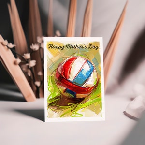 Cartão de Dia das Mães de Voleibol - 3 opções de mensagens diferentes, em branco ou personalizadas - inclui envelope à sua escolha
