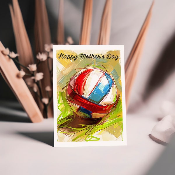 Volleyball Mother's day card - 3 different message options, blank, or custom - includes envelope of your choice