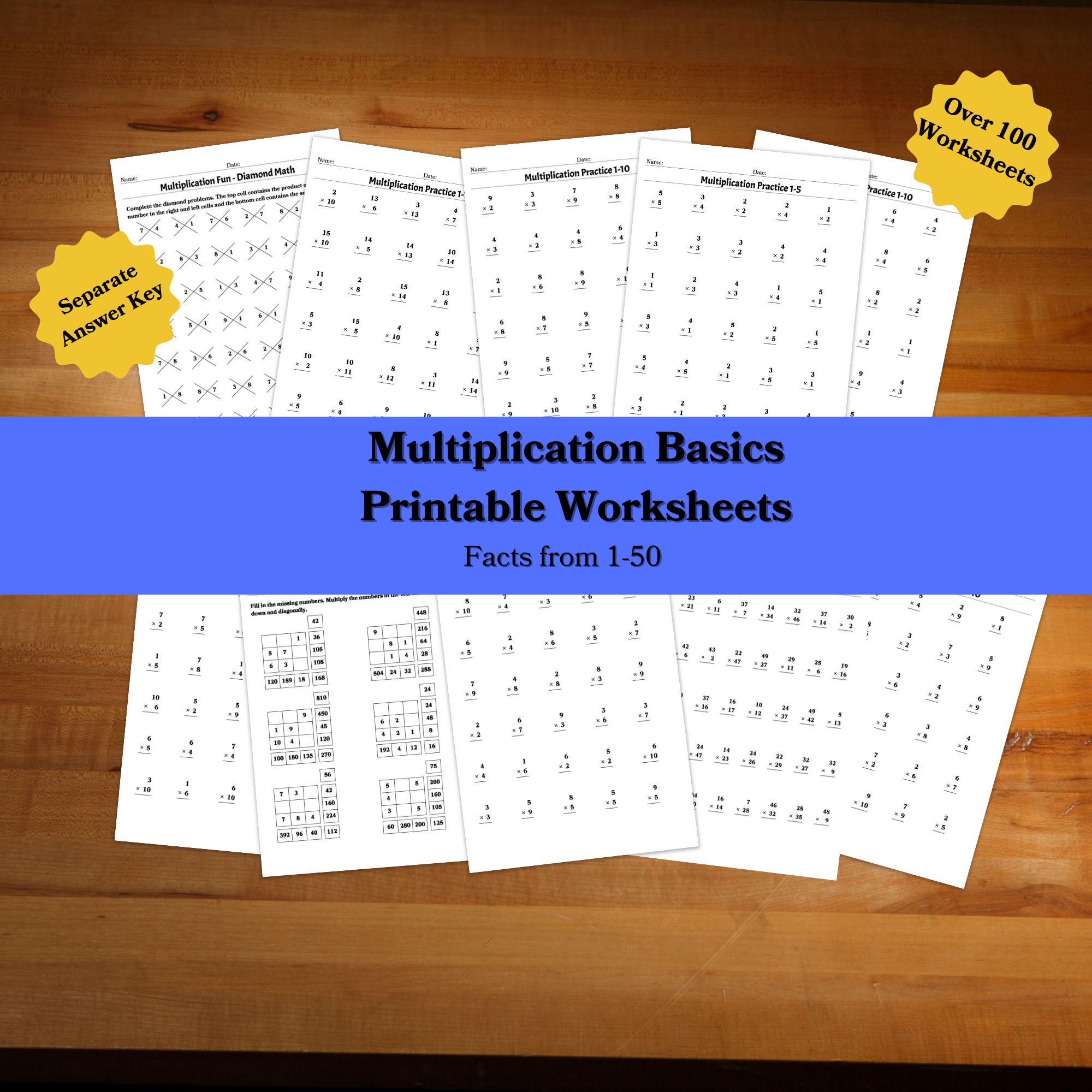 Multiplication Printable Worksheets - the Basics - Practice for ...