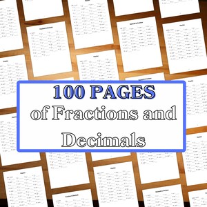 Fractions to Decimals Practice Worksheets: 100 Pages (digital Download ...